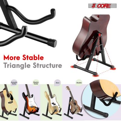 Guitar Stand 2PC A Frame w Soft Foam Arm Non Slip Rubber for Acoustic Electric Bass