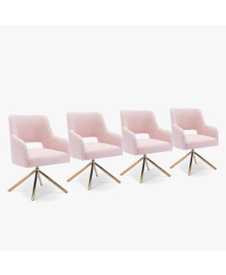 Mid-Century Modern Wide Boucle Swivel Accent Arm Chair (Set of 4)