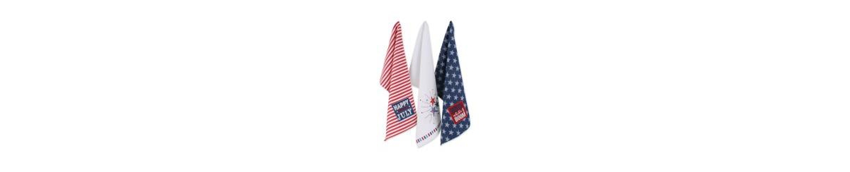 Patriotic Dish Towel Set 18x28", Decorative Kitchen Towels, Red White Boom, 3 Count - Red White Boom