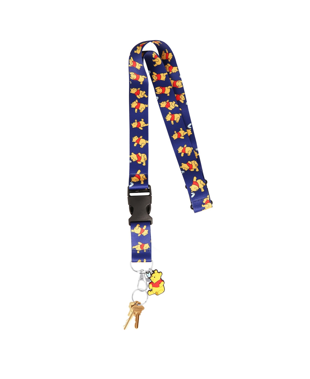 Winnie the Pooh Lanyard - Lanyards for Keys - Neck Lanyard with Winnie the Pooh Charm - Yellow, blue, red