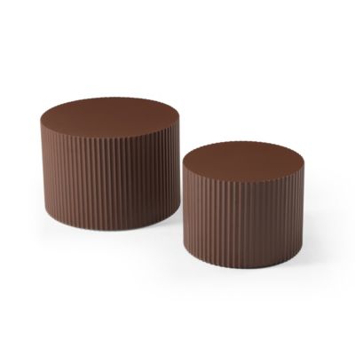 2-Piece Brown MDF Nesting Table Set