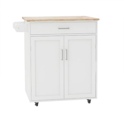 Streamdale Rolling Kitchen Cart with Towel Rack and Wood Top