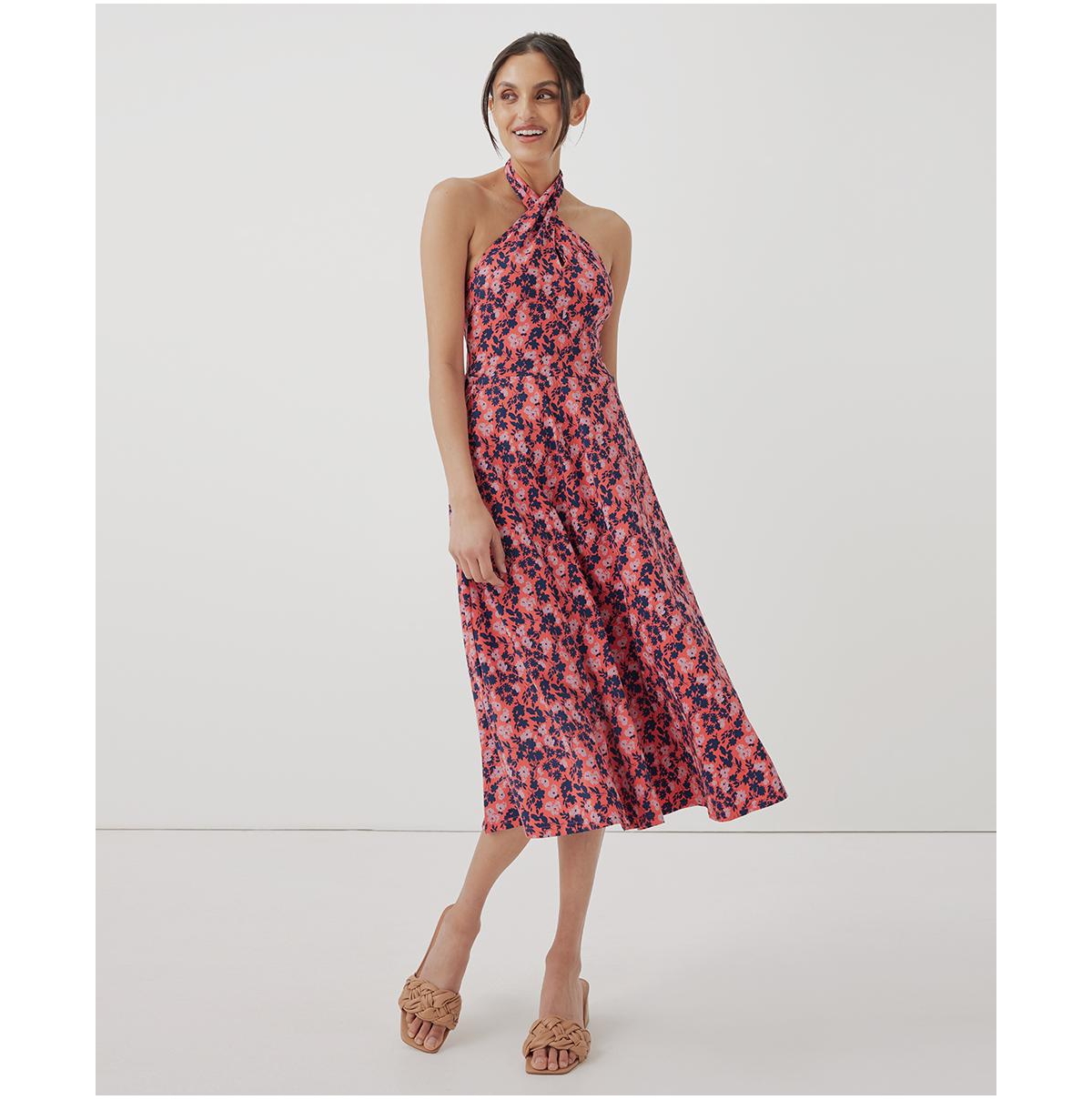Women's Fit & Flare Modern Halter Dress - Shadow floral spruce