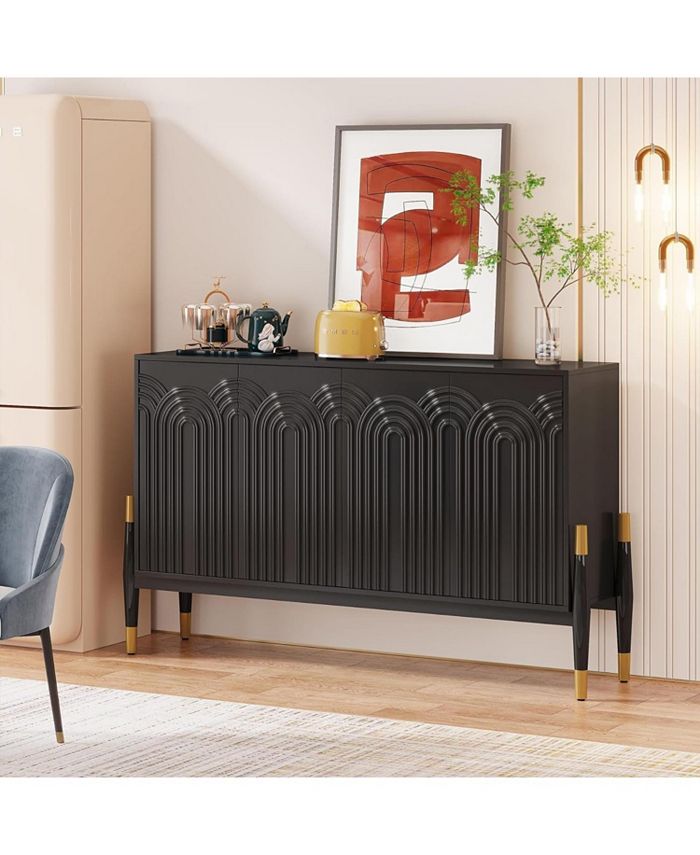 Tribesigns Sideboard Buffet Cabinet With Storage, 55" Farmhouse Sideboard Cabinet With 4 Doors And Adjustable Shelves, Wood Coffee Bar Cabinet Console | Foxvalley Mall