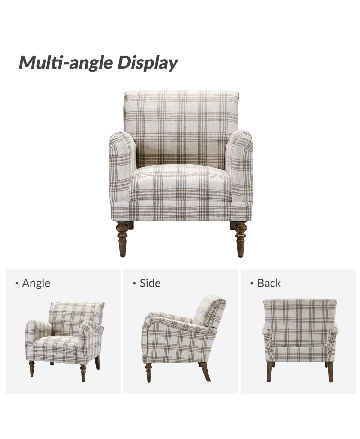 Hulala Home Rossella Contemporary and Classic Armchair with Solid Wood Legs