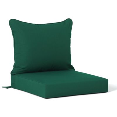 Water Repellent Outdoor 2-Piece Deep Set Patio Seat Back Chair Cushions, 25" x 25"