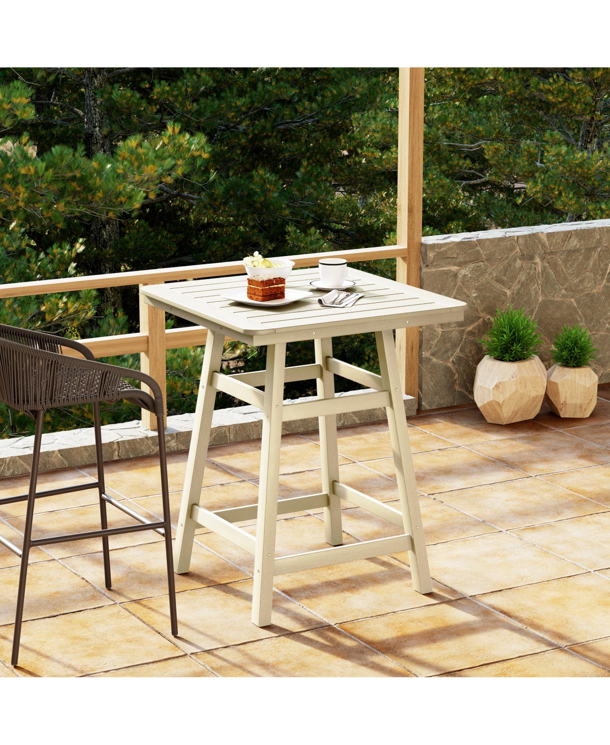 WestinTrends Square Outdoor Patio Counter High Bistro Bar Table With Umbrella Hole