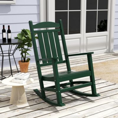 3 Piece Outdoor Porch Rocking Chairs with Round Side Table Set