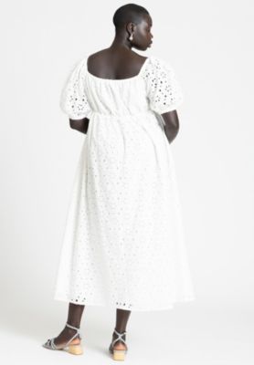 Women's Plus Size Eyelet Tie Front Maxi Dress