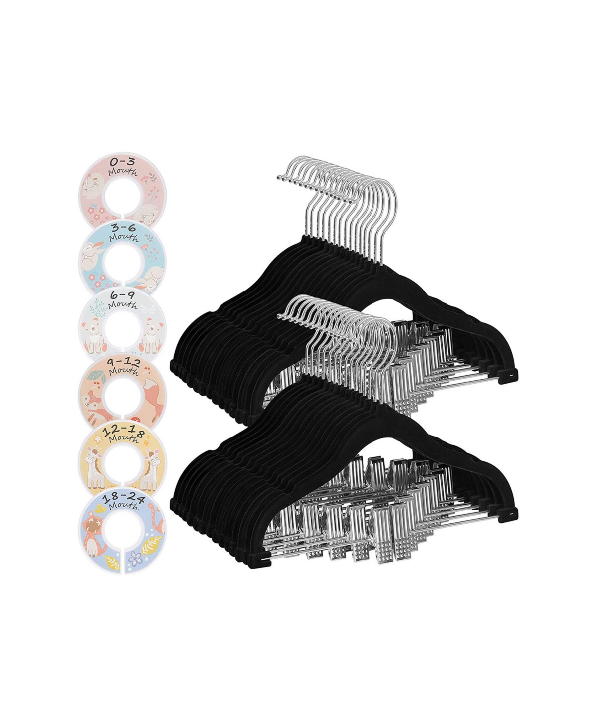 Slickblue Velvet Hangers With Clips, 30 Packs, Hangers With 6 Clothes Dividers