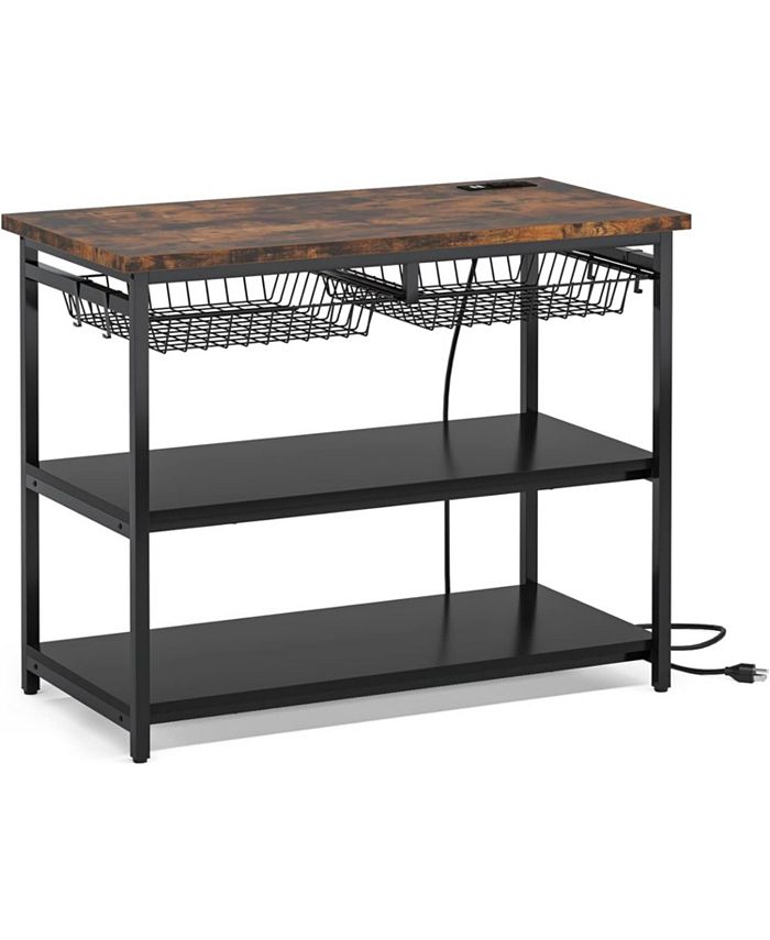 Tribesigns Kitchen Island with Storage, Industrial Island Table with ...