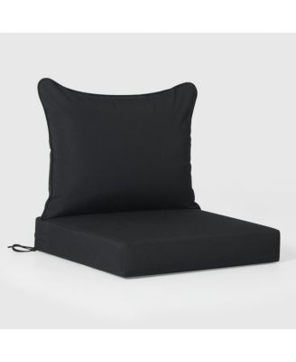 Water Repellent Outdoor 2-Piece Deep Set Patio Seat Back Chair Cushions, 25" x 25"