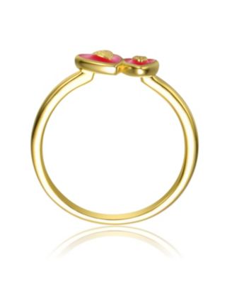 Kid s 14K Gold Plated Double Heart Kids Stack Ring