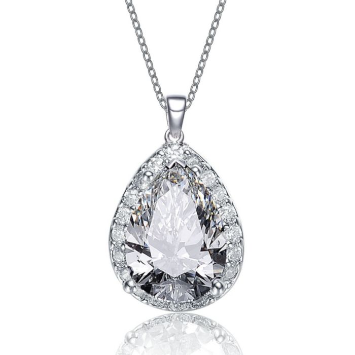 Rachel Glauber Unique Pear-shaped Pendant Necklace with Colored Cubic