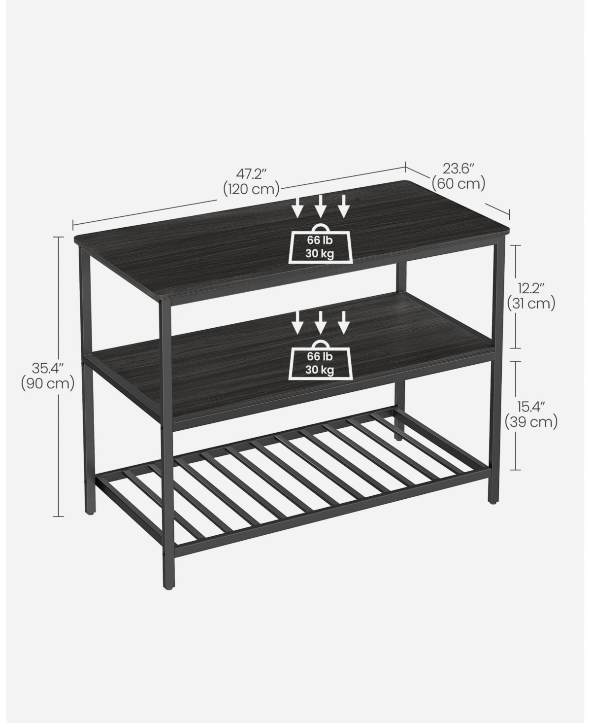 Slickblue Kitchen Island With 3 Shelves, Kitchen Shelf with Large Worktop