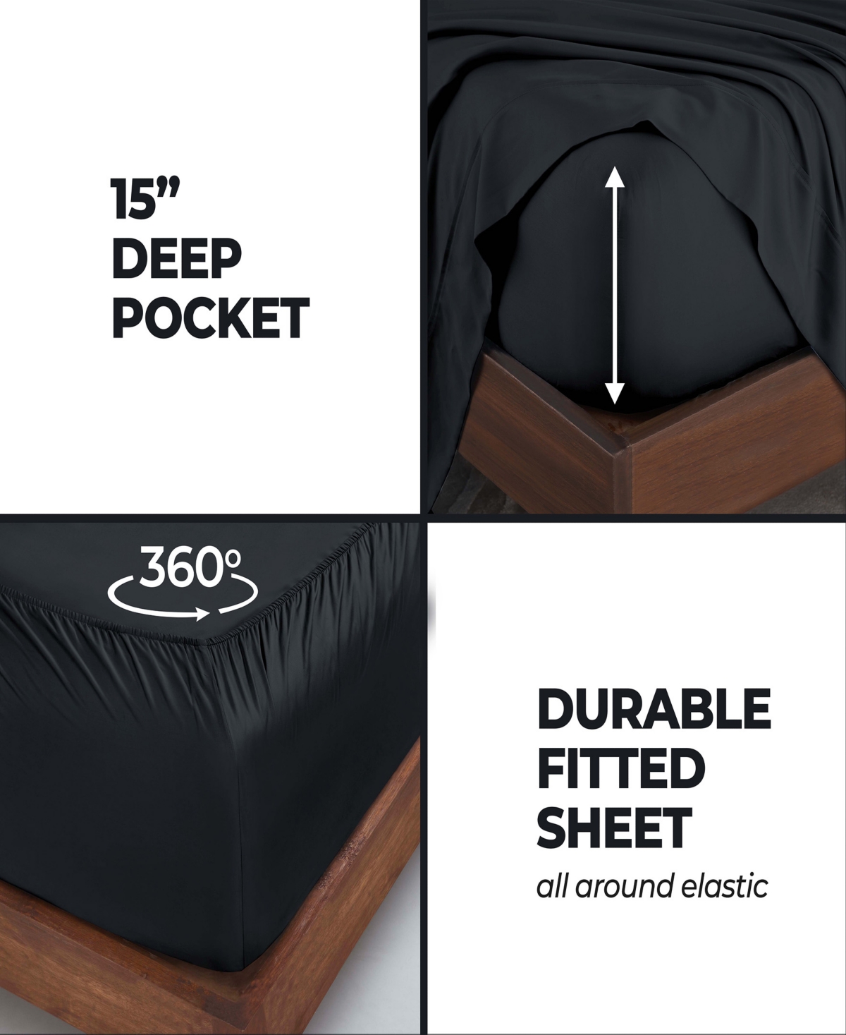 Superior Modal From Beechwood 300 Thread Count Lightweight Cooling Solid Deep Pocket Bed Sheet Set,