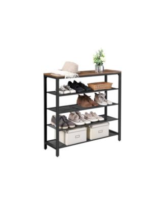 INDESTIC Shoe Rack with 4 Mesh Shelves and Large Top for Bags