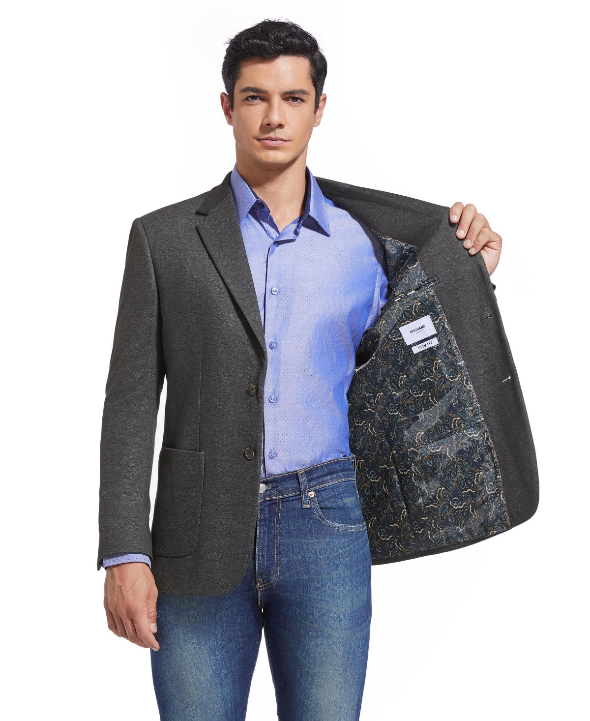Duchamp London Men's DuchampSolid Stretch Sport Coat - Charcoal