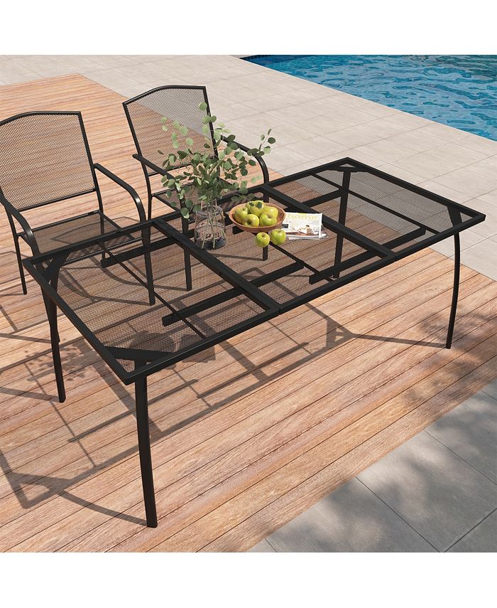 Mondawe Extra Large Steel Mesh Table AllWeather Rectangle Dining Table