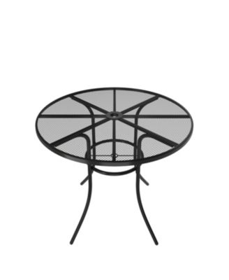 Steel Mesh Table Round Circle Dining Table With Umbrella Hole For Patios