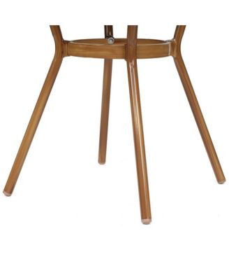 Mael Bistro Style Table With Tempered Glass Top, Textilene, And Bamboo Finished Metal Frame For Indoor/Outdoor Use
