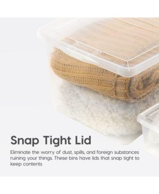 USA 17 Qt Clear Storage Box, BPA-Free Plastic Stackable Bin with Lid, 4 Pack, Containers to Organize Shoes and Closet Shelves, Classroom Organization Teacher Tools, Game Storage