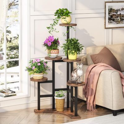 Corner 6-Tier Tall Plant Stand – Tiered Indoor Flower Shelf & Planter Organizer for Living Room or Balcony