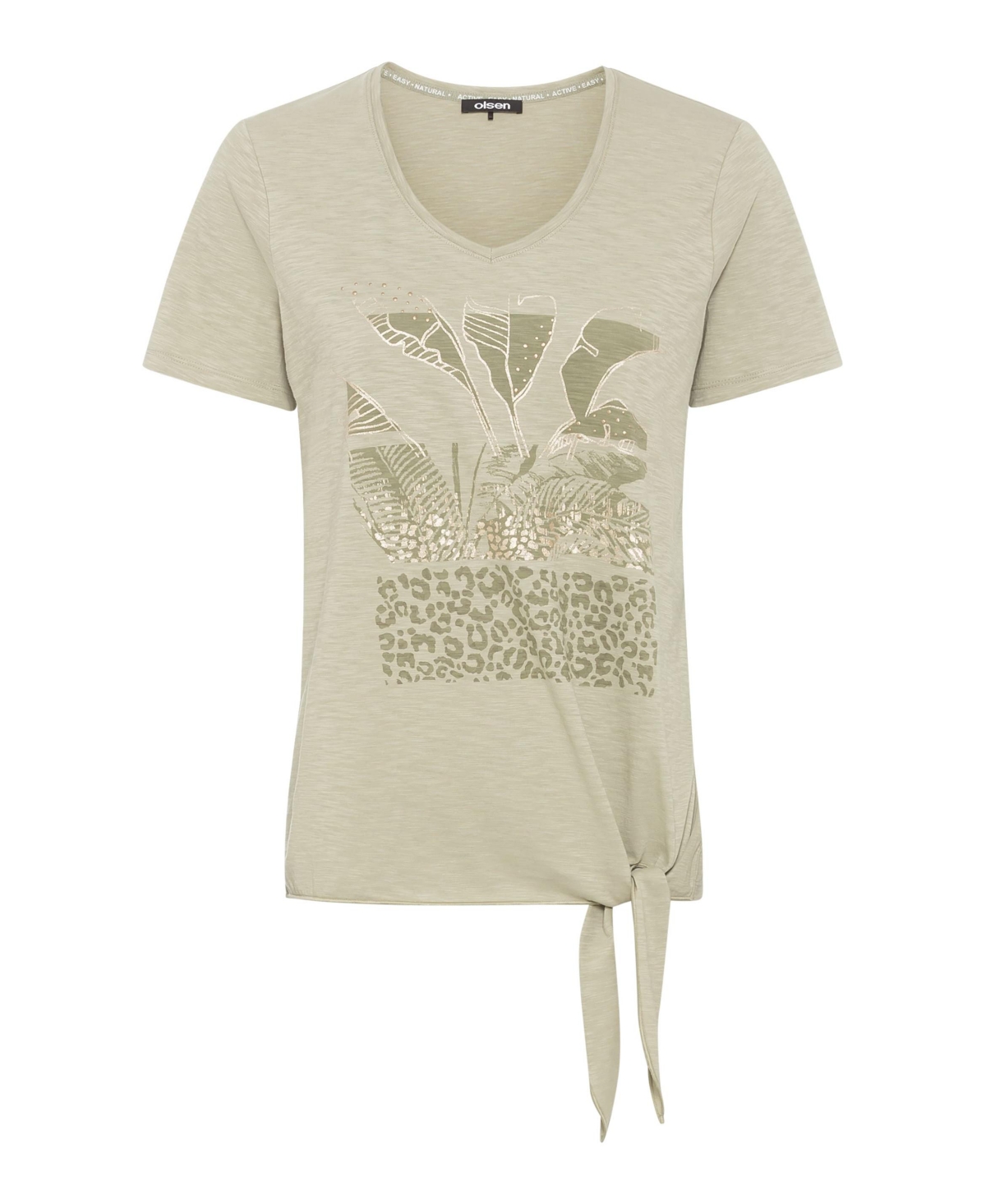 Olsen Women's 100% Cotton Short Sleeve Placement Print T-Shirt