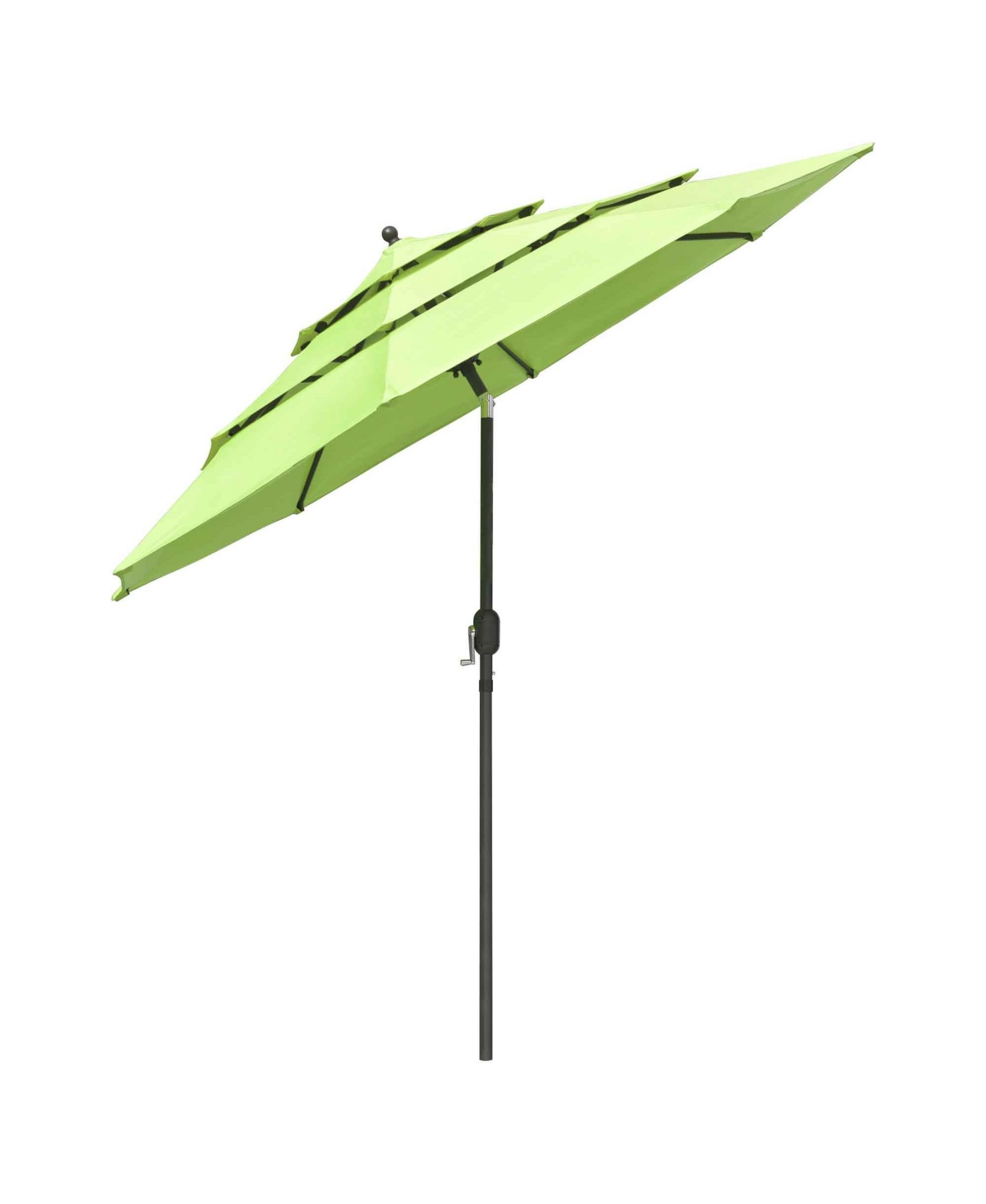 9 Ft 3 Tier Patio Umbrella with Crank Handle Push to Tilt Aluminum Market Yard - Green