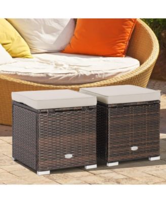 2 Pieces Patio Ottoman with Hidden Storage Space