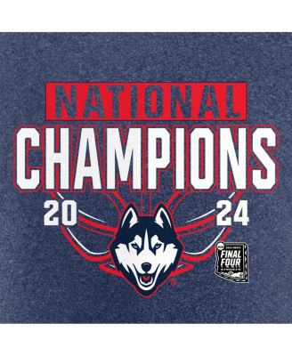Men's Heather Navy UConn Huskies 2024 NCAA Men's Basketball National Champions T-Shirt