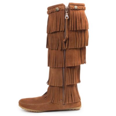 Women's Suede 5-Layer Fringe Boots