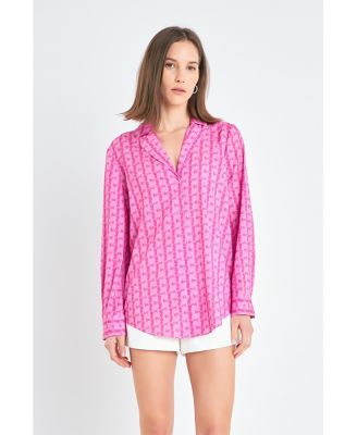 Women's Printed Satin Shirt