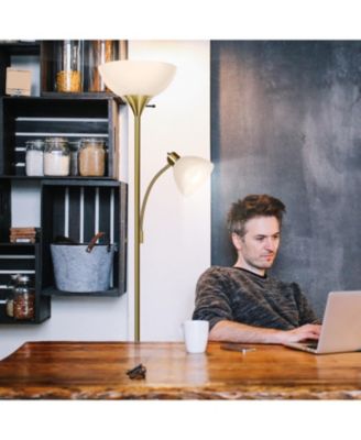 Sky Dome Plus 72" LED Torchiere Floor Lamp with 1 Reading Arm