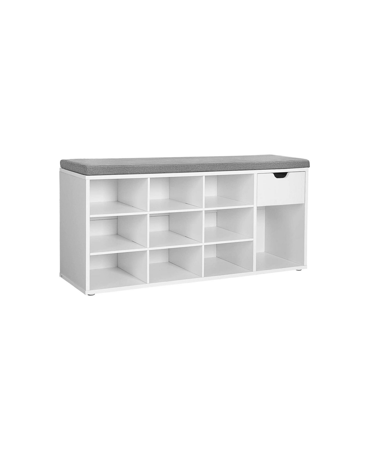 Cubbie Shoe Cabinet Storage Bench with Cushion, Adjustable Shelves, White - White
