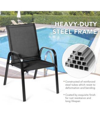2 Pieces Patio Outdoor Dining Chair with Armrest