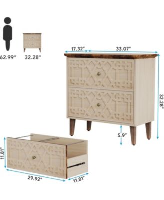 2 Drawer Lateral File Cabinet, Office Filing Cabinet for A4 /Letter Size/Legal Size Files, Wood Storage Cabinet Printer Stand for Home Office, Living Room
