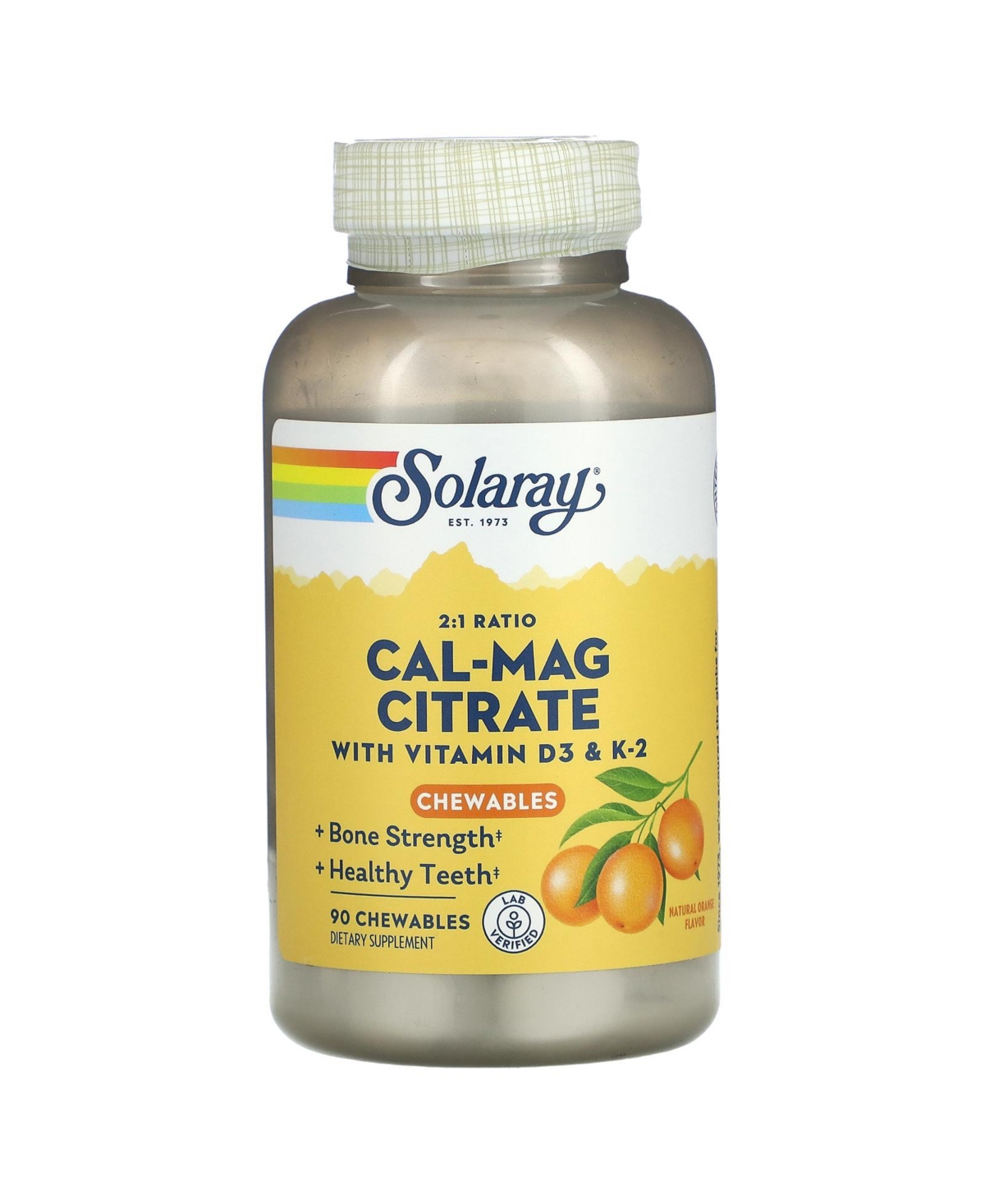 Cal-Mag Citrate with Vitamin D3 & K2 Natural Orange - 90 Chewables - Assorted Pre-pack (See Table