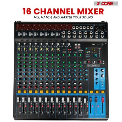 Audio DJ Mixer 16 Channel Sound Board Console w SPX Effect 48V Phantom Power MX 16CH XU