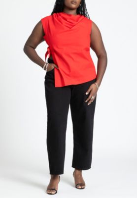 Women's Plus Size Asym Tie Top