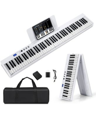 White 88-Key Foldable Digital Piano with MIDI and Wireless BT