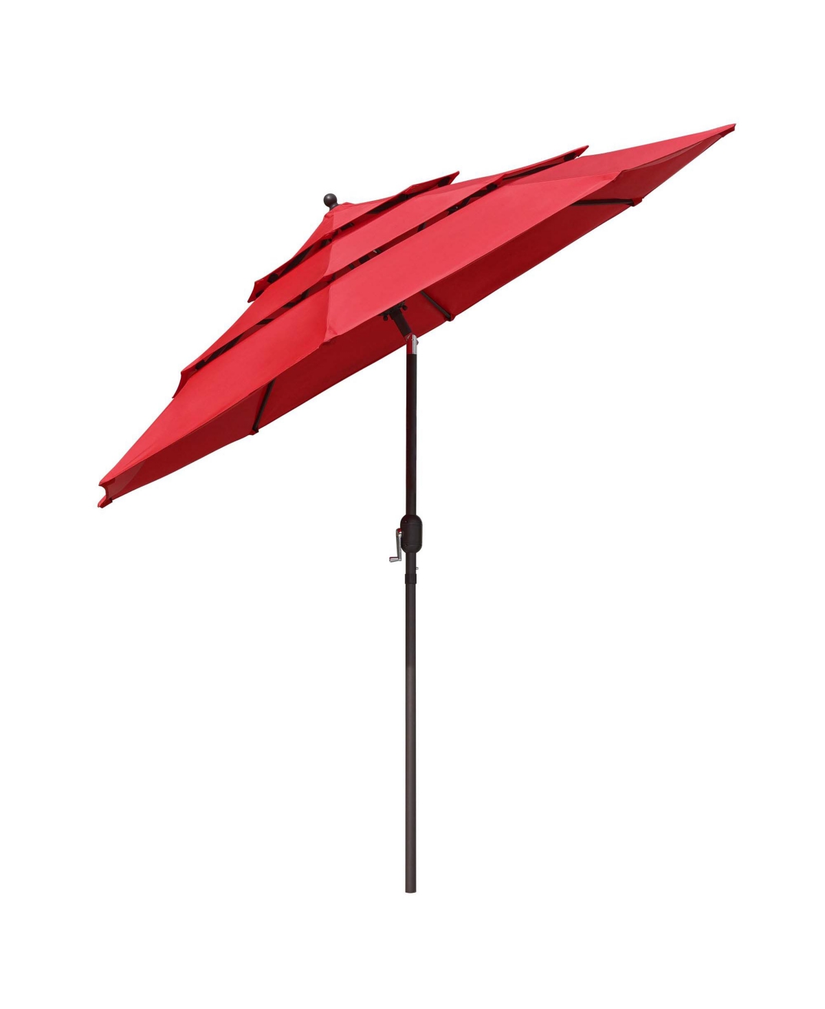 Yescom 3 Tier Patio Umbrella with Crank Handle Push to Tilt Home Garden - Red