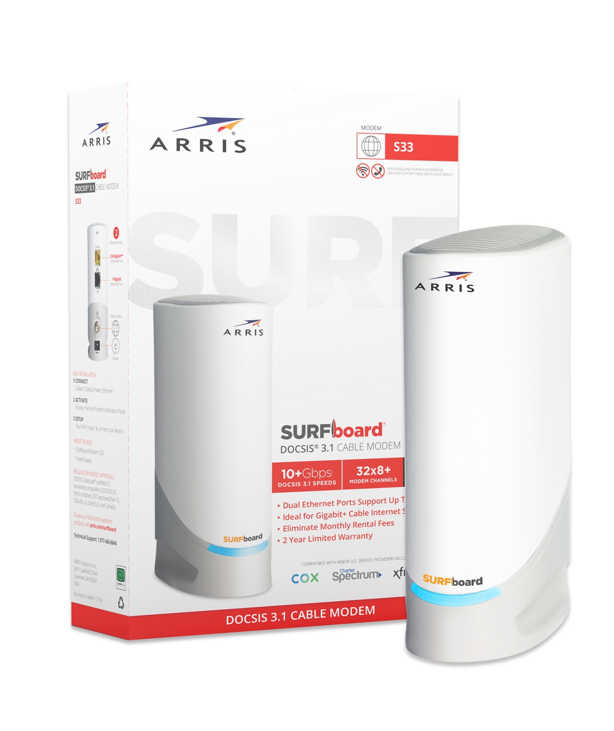 Arris SURFboard S33 Docsis 3.1 Cable Modem - White