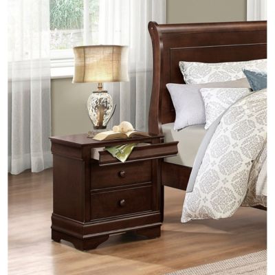 Simplie Fun Louis Philippe Style 1 Piece Nightstand Of Drawers Brown Cherry Finish Okume Veneer Bedroom Furniture