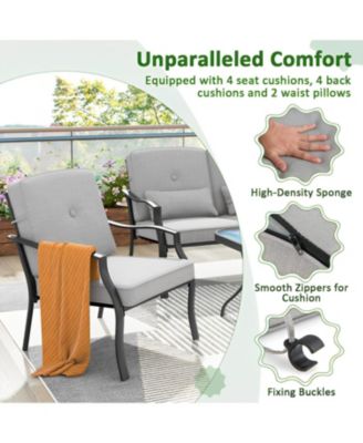 2 Piece Patio Metal Chairs with Seat and Back Cushions