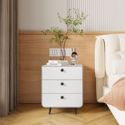 3-Drawer Steel Nightstand for Bedroom/Living Room