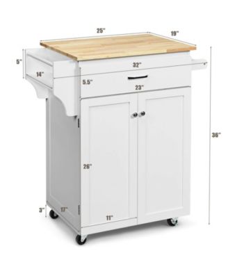 Rolling Kitchen Island with Spice Rack and Adjustable Shelf