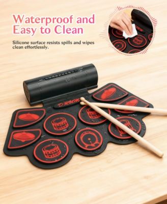 Kids Roll-Up Electronic Drum Set with Speakers, Headphone Jack & Foot Pedals