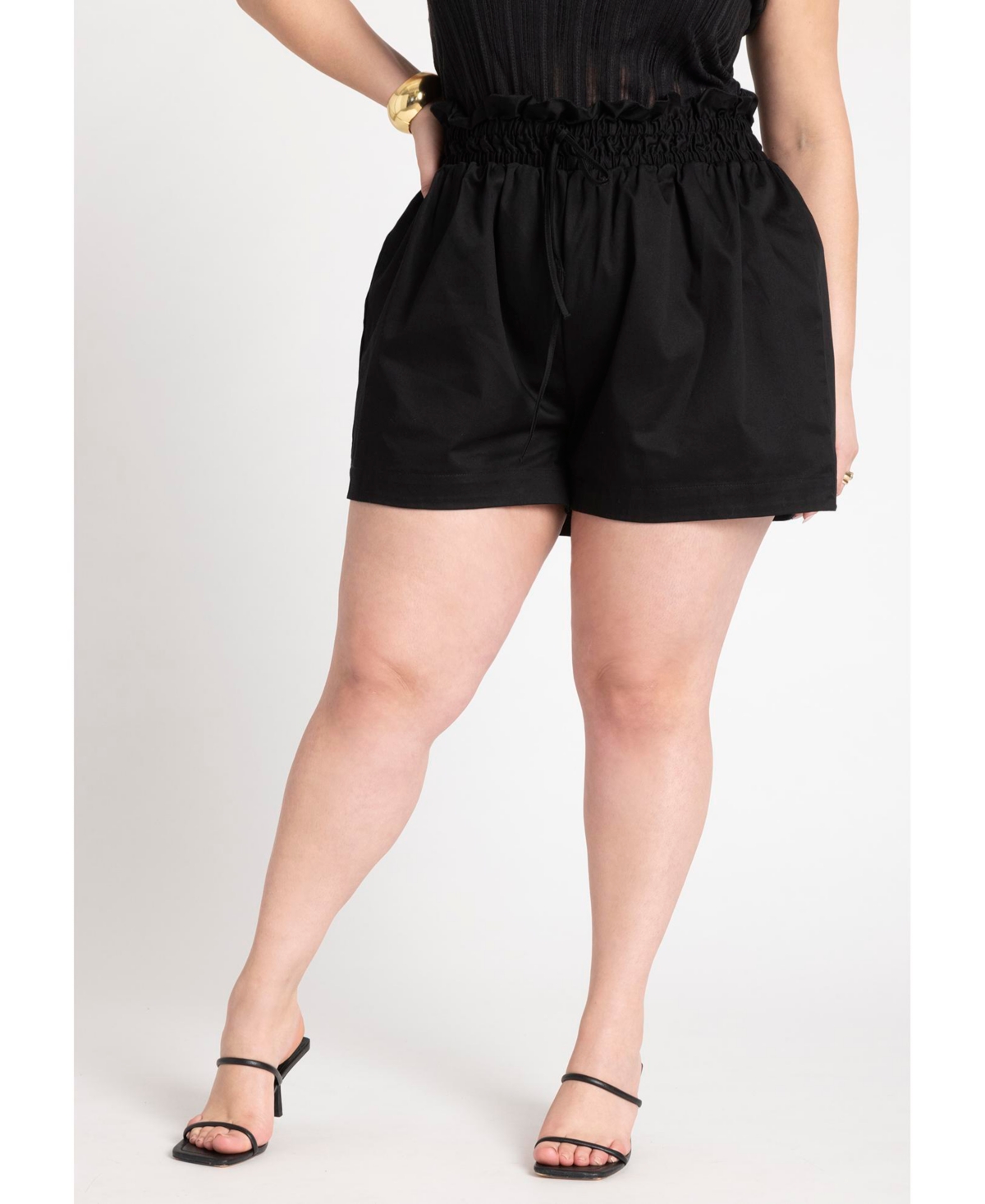 Eloquii Plus Size Ruffle Waist Shorts With Tie