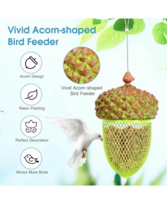 Metal Acorn Wild Bird Feeder Outdoor Hanging Food Dispenser for Garden Yard
